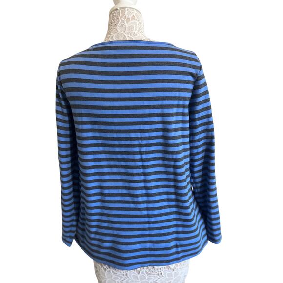 LL bean cozy cabincore blue striped long sleeve top- women’s size medium-EUC - Picture 3 of 7